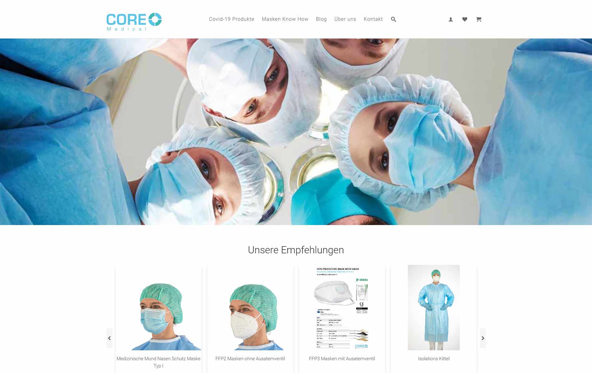 Onlineshop und Website der CORE Medical Supply GmbH